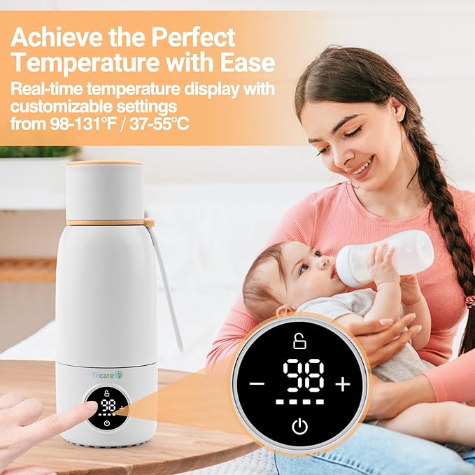 Portable Bottle Warmer for Travel - Fast Heat Travel Bottle Warmer for Breastmilk, USB Calentador De Biberones on The Go17oz 12H Baby Bottle Milk Warmer - Wireless Car Bottle Water Warmer, Orange
