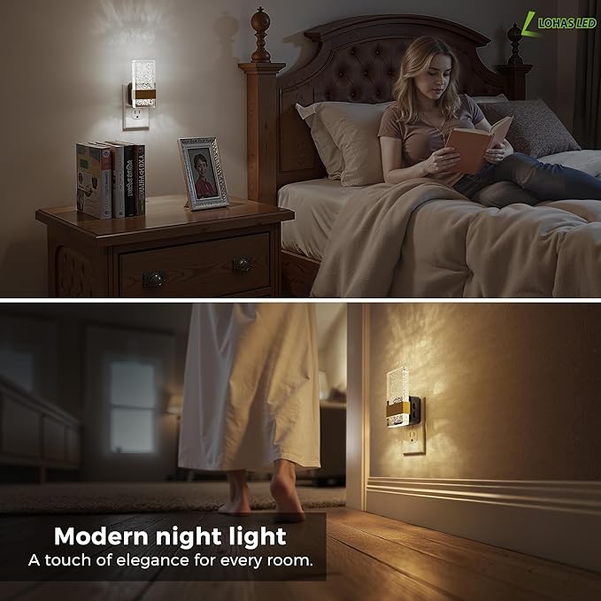 L LOHAS LED Night Light, 2 Pack 3CCT Night Lights Plug Into Wall, 2000K/3000K/5000K Adjustable Color Temperature Nightlight, Dusk to Dawn Sensor Dimmable Nightlights for Bathroom, Hallway, Gift