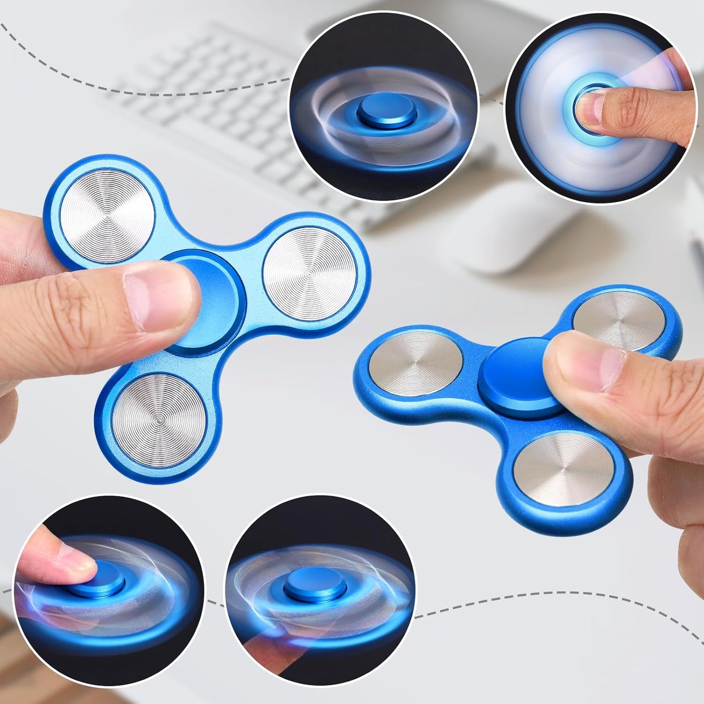 Metal Fidget Spinner for Adults, Silent Sensory Fidget Toys Adults Hand Spinners for ADHD Anxiety Stress Relief, Desk Toys for Office, Birthday Gifts Stocking Stuffers Classroom Prizes