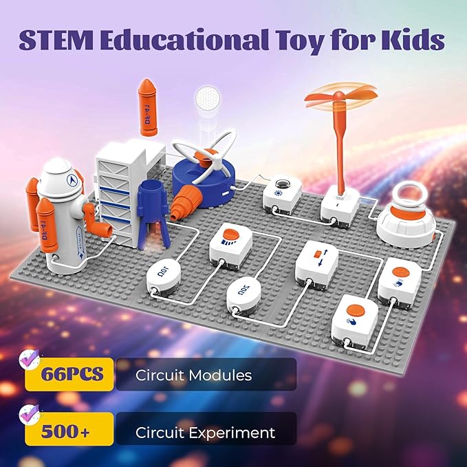 Science Kits for Kids, Over 500+ Projects, STEM Electronics Exploration Kit, STEM Kids Science Kits Toy Gifts for Boys Girls Ages 6+ (66 Pcs)