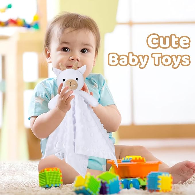 Pro Goleem Goat Loveys for Babies, Soft Security Blanket Baby Snuggle Toy Newborn Stuffed Animals Baby Gifts for Boys and Girls, 16 Inch