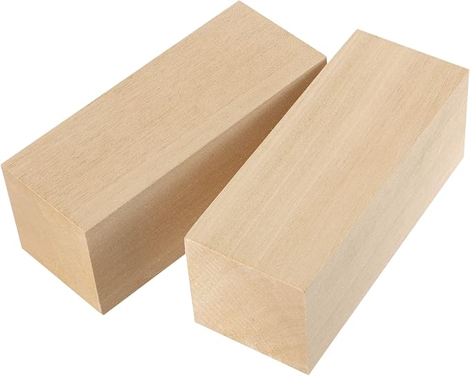 JAPCHET 12 Pieces 5 x 2 x 2 Inch Basswood Carving Blocks, Natural Carving Blocks, Unfinished Whittling Wood Blank Blocks for Crafting