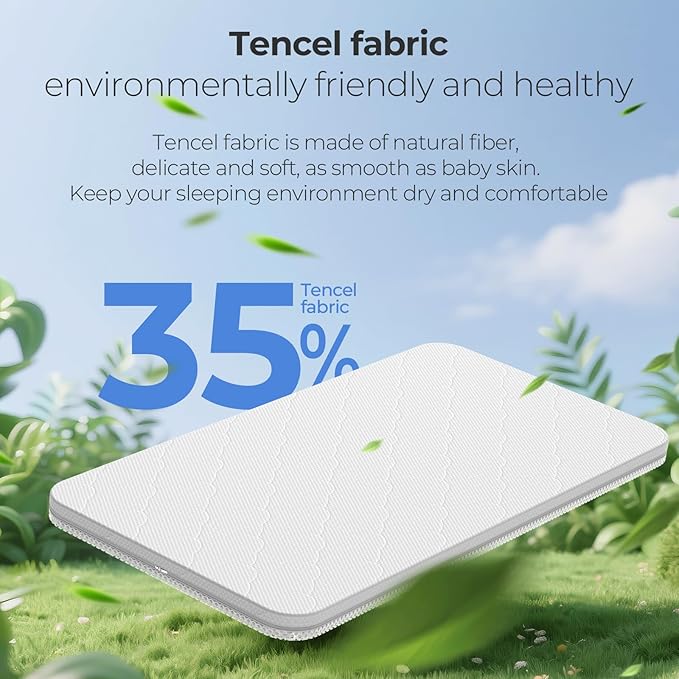 47x23.6 Rectangle Bedside Bassinet Mattress: 2" Thick Dual Side Gel Memory Foam Bassinet Mattress for ADOVEL/BabyBond/ELEMARA Bassinet Bedside Crib - All-Season Design