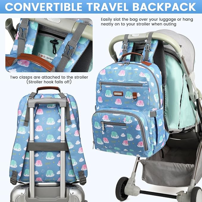 Diaper Bag Backpack, Large Baby Nappy Bags with Portable Changing Pad for Boys and GirlsMultifunction Travel Baby Bag for Moms Dads, Shower Gifts Waterproof and Stylish