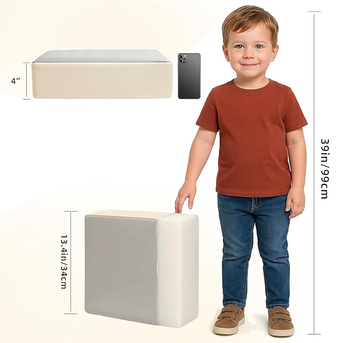 Toddler Dining Table Booster seat, PU Washable Waterproof Double seat Belt Non-Slip Bottom Booster seat for Dining Toddler, Portable Travel Increase Cushion Gery+White