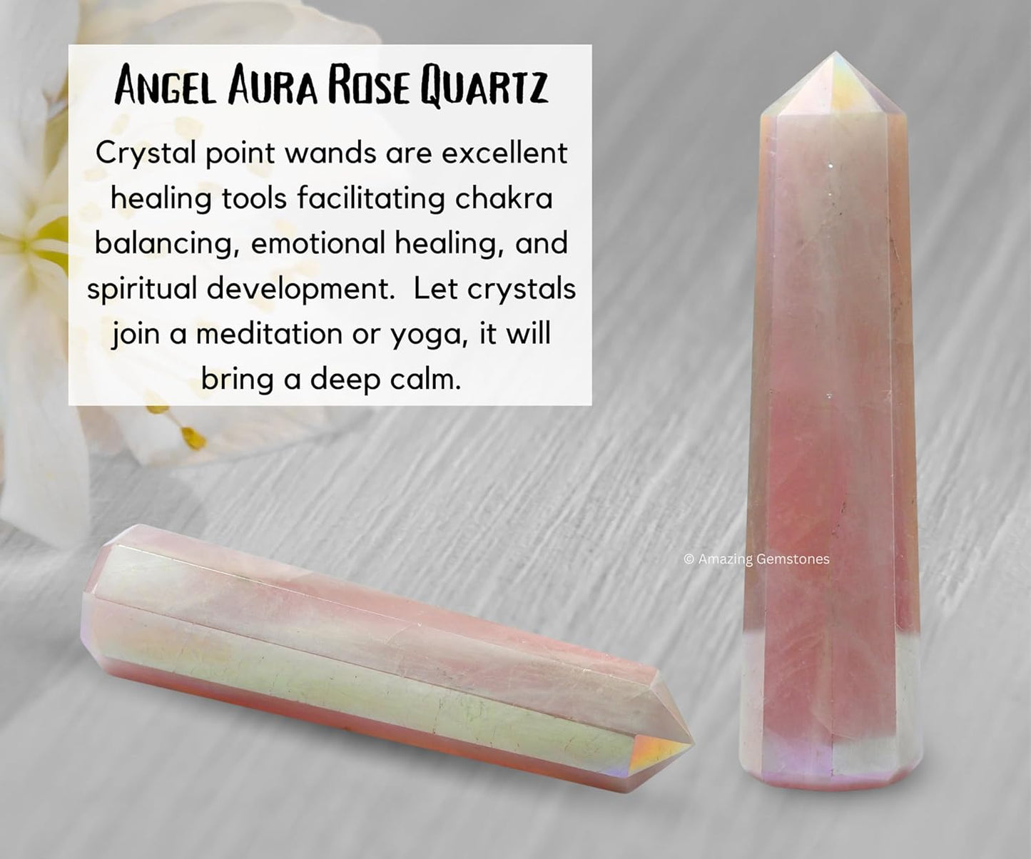 Amazing Gemstone Angel Aura Rose Quartz Crystal Towers ~ Natural Healing Crystal Point Obelisk for Reiki Healing and Crystal Grid (3- Inch)