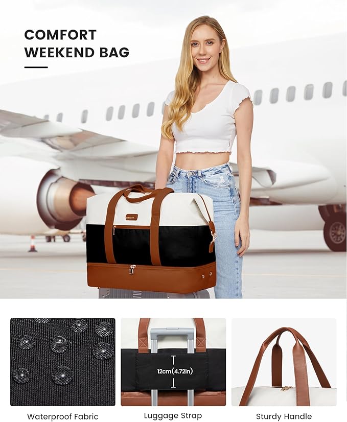 LOVEVOOK Weekender Bag, Large Travel Duffel Bag for Women with 2 Packing Cubes, Carry on Overnight Bag with Shoe Compartment, Mom Hospital Bags for Labor and Delivery