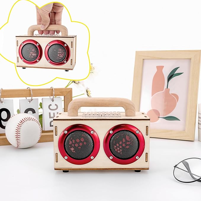 Build Your Own Bluetooth Speaker Kit - DIY STEM Gift for Teens 12-16, Wooden Speaker with LED Lights, Educational Electronics Kit for Boys Girls Age 8+