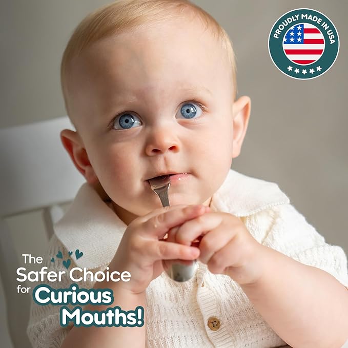 Kleynimals Arctic Friends Made in USA Baby Silverware – 100% Stainless Steel Baby Forks and Spoons, Non-Toxic, BPA-Free, Eco-Friendly, Dishwasher Safe – Safe Utensils for Babies & Toddlers