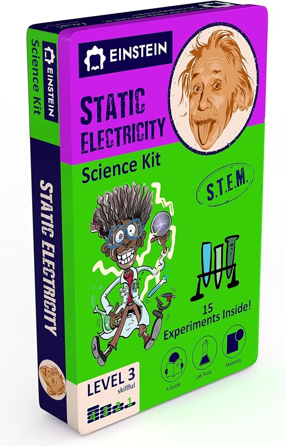 Einstein’s Static Electricity LAB Science Kit for Kids. STEM for Boys & Girls Aged 8 and Above. 15 Exciting Experiments Inside. Detailed Picture Guide Included