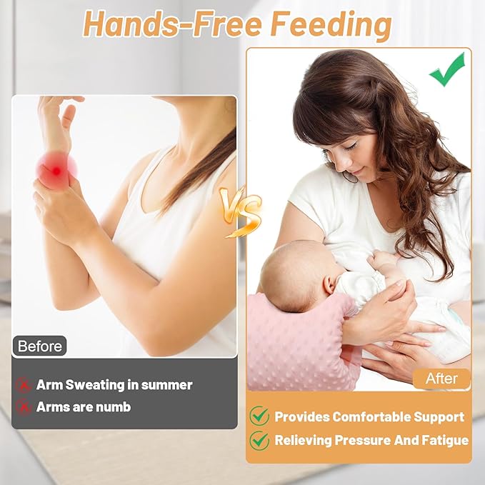 KAKIBLIN Baby Feeding Arm Pillow,Baby Nursing Arm Breastfeeding Pillows Support for Newborn Mom and Babies,Portable and Washable,Ergonomic Nursing Essentials, Travel Pillows for Newborn (Pink A/B)