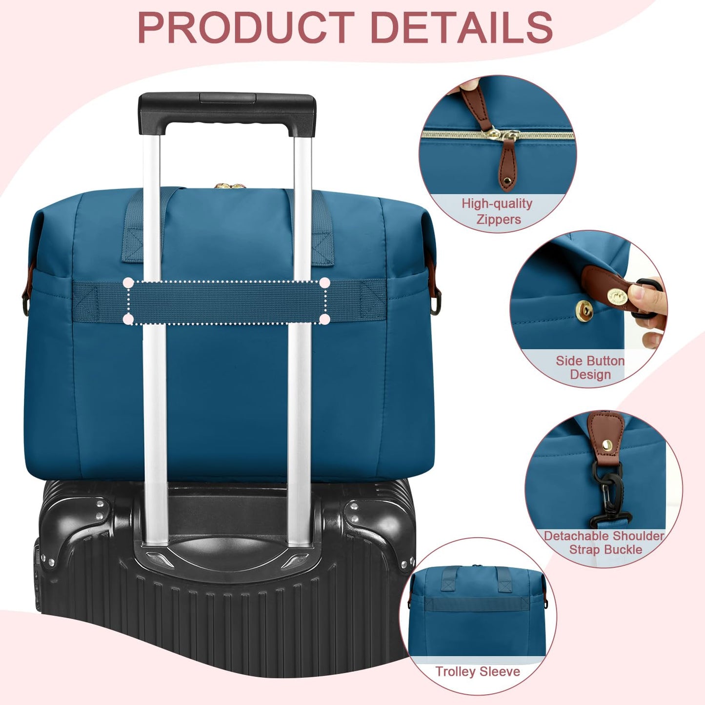 Diaper Bag Tote - Diaper Baby Bags with Pacifier Case, Shoulder Straps, Stroller Clips, Waterproof Large Mommy Maternity Travel Baby Bag for Mom and Dad, Blue, Medium