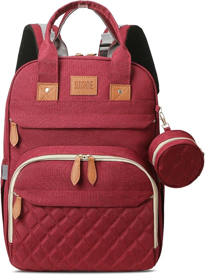 Diaper Bag Backpack, Large Diaper Bag with Changing Station, Baby Bag, New Mom Gifts, Lightweight Waterproof Unisex Diaper Bag with Insulated Pockets and USB Charging Port, Red