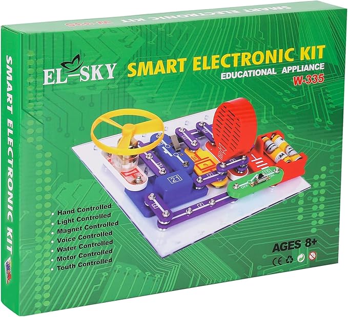 ELSKY 335 Electronics Discovery Kit - Circuits Experiments and Smart Blocks for Kids to Build DIY Electric Circuits
