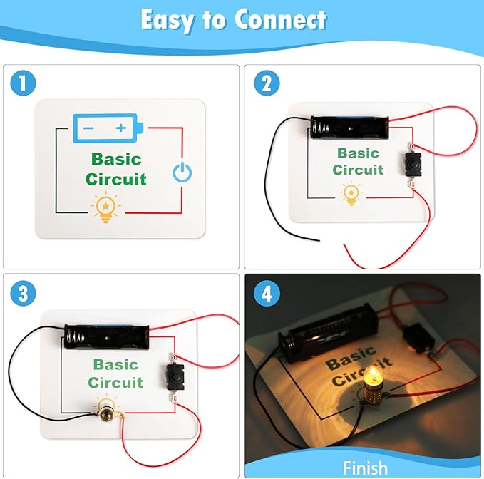 12 Bulk Electric Circuit Kit for Kids Age 6-8 8-12, Basic Circuits Science Light Bulb Experiments for Beginners, Class STEM Projects STEAM Activities, Classroom Educational Circuit Board Building Kits