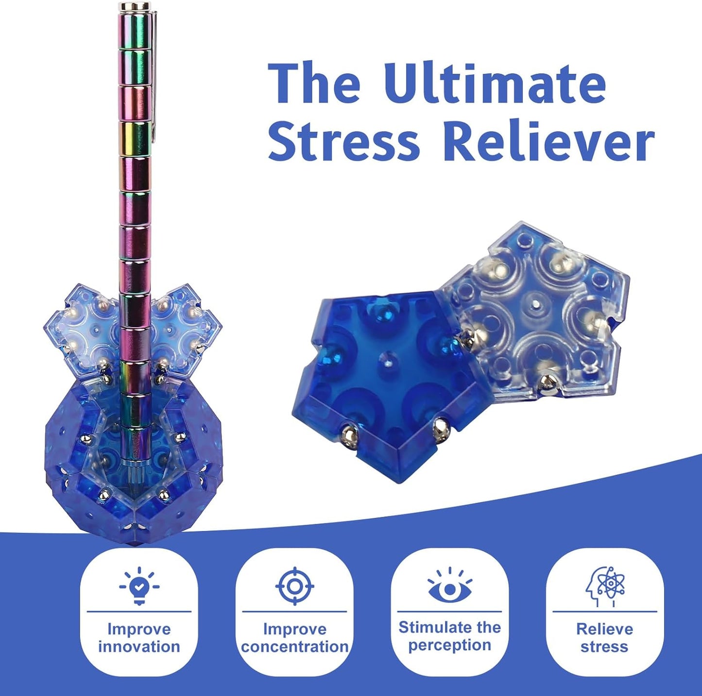 Magnetic Ball Toys, Fidget Toys,Stocking Stuffers for Adults,Gift for Teenage ,Gifts for Men，Gifts for dad,Novelty Toy Gift for Friend，12-Piece Set (Blue)