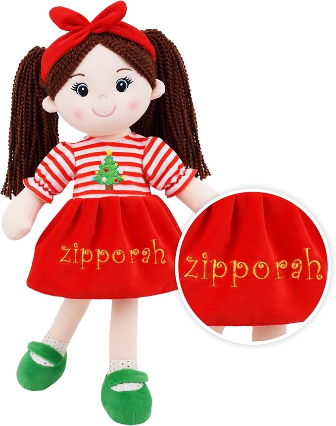 June Garden Personalized Doll Nora - Soft Cuddly Plush Doll Gift for Girls - Huggable Rag Doll Customized Name and Size