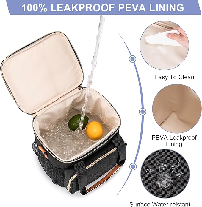 Breastmilk Cooler Bag with Ice Pack Fits 6 Baby Bottles up to 9 Ounce, Breast Milk Pump Cooler Bag for Nursing Mom Daycare, Work, Travel-Black