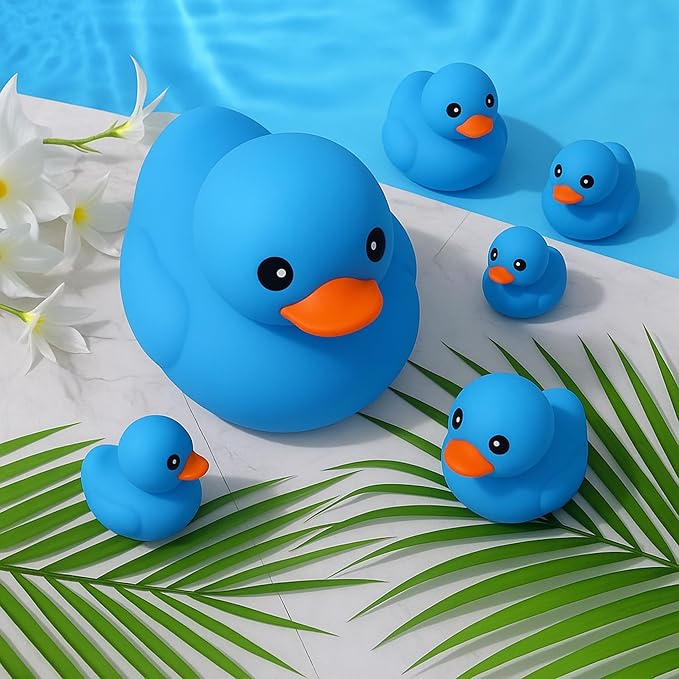 Jumbo Rubber Duck Bath Toy - 8" Giant Ducks Big Duckie Baby Shower Birthday Party Favors (Blue)