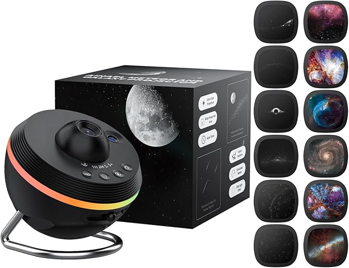 Galaxy Projector, Star Projector Home Planetarium Space Ceiling Starry Sky Night Light with Light Strip, Meteor and Galaxy Projector & 2 Filme Set for Kid Adult Gift