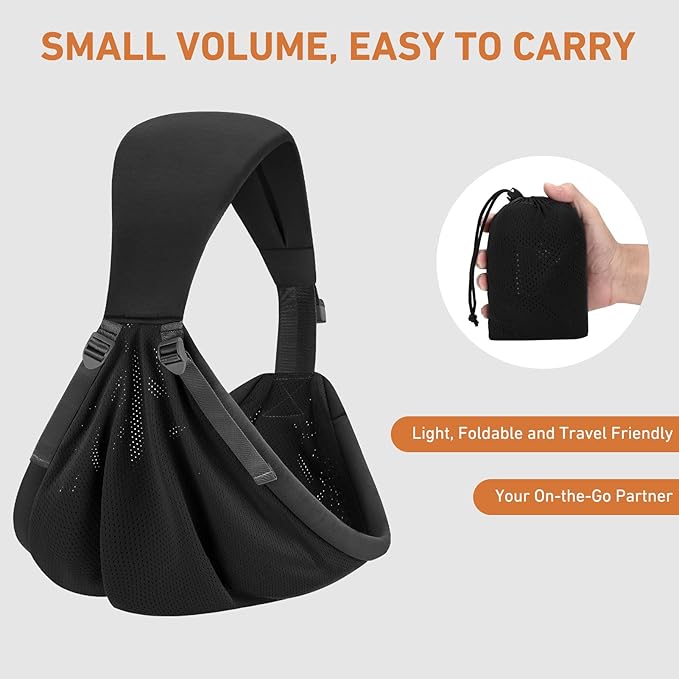 Baby Sling Carrier, Baby Carrier Newborn to Toddler, Mesh Toddler Carrier, Lightweight Breathable Summer Baby Wraps Carrier, Baby Carriers One Size Fits All (Black)