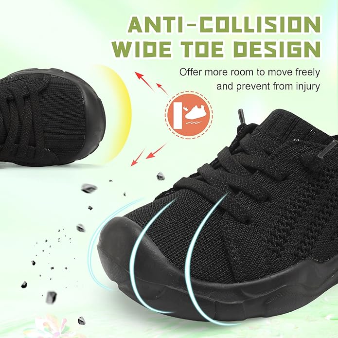 JIASUQI Toddler Shoes for Boys Girls Slip on Sneakers Wide Toe Walking Shoes Toddler Sock Shoes