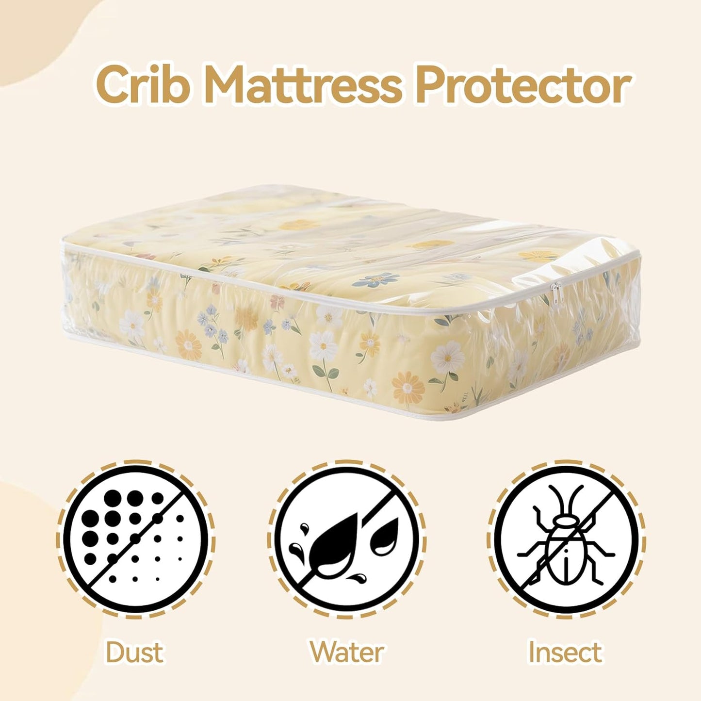 Klmnop 2 Pack Crib Mattress Storage Bag with Zipper, Clear Plastic Waterproof Crib Mattress Bag for Moving and Storage(53.15 x 28.35 x 7.09 Inch)