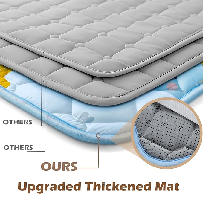 50x50 Playpen Mat, PIGLOG 0.8 Inch Thick Foam Baby Play Mat for Floor, Soft Fabric Cushioned Play mat for Babies，Washable Non-Slip Playmate for Baby, Infants & Toddlers（Blue）