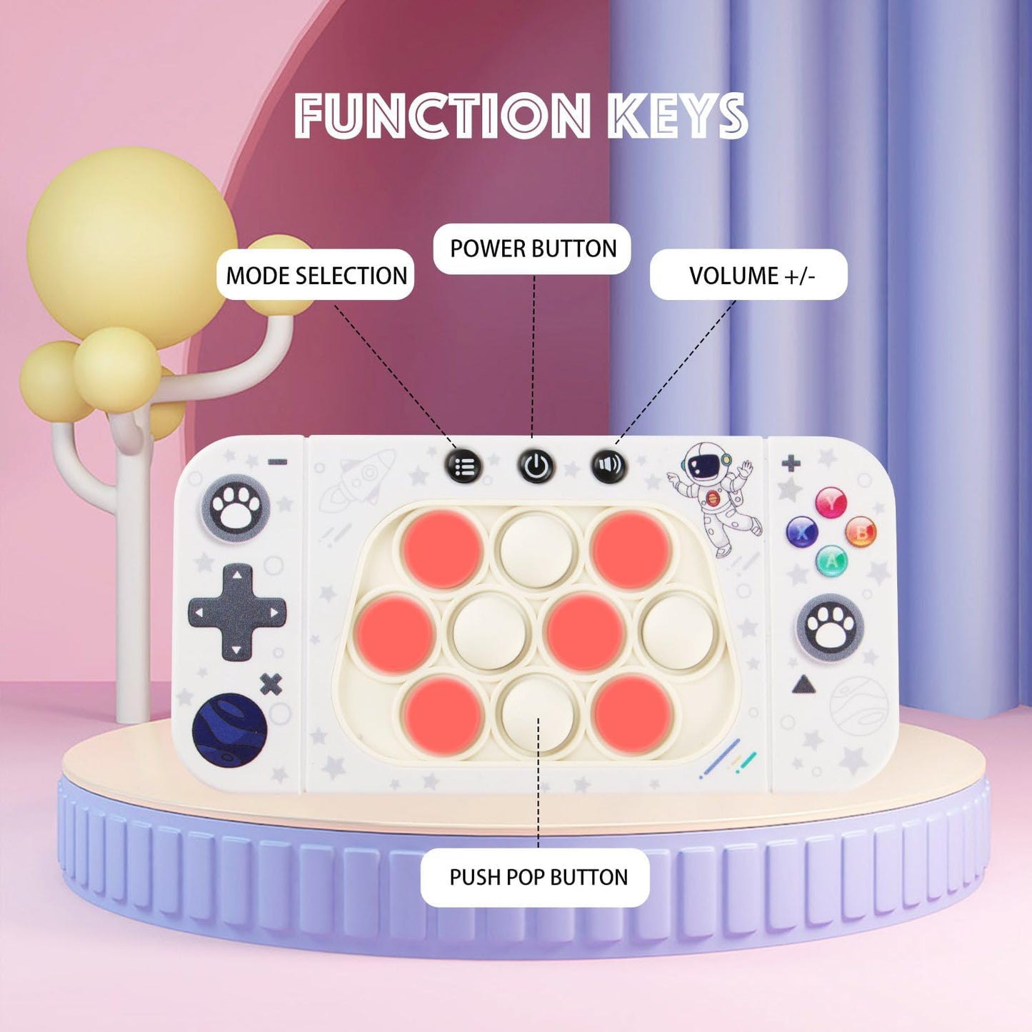 Quick Push Bubbles Pop Fidget Toy It Game, Fast Push Light Up Pop Interactive Sensory Toy, Fast Push Button Game for Kids Adult, Stress Relief Handheld Game Present Toy for 3 4 5 6 7 Years Boy Girl