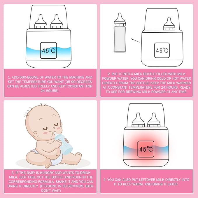 Bottle Warmer, Baby Bottle Warmer ＆ Steriliser Temperature Adjustable Portable Remote Control Baby Food Heater with LCD Display for Breastmilk or Formula, Grey