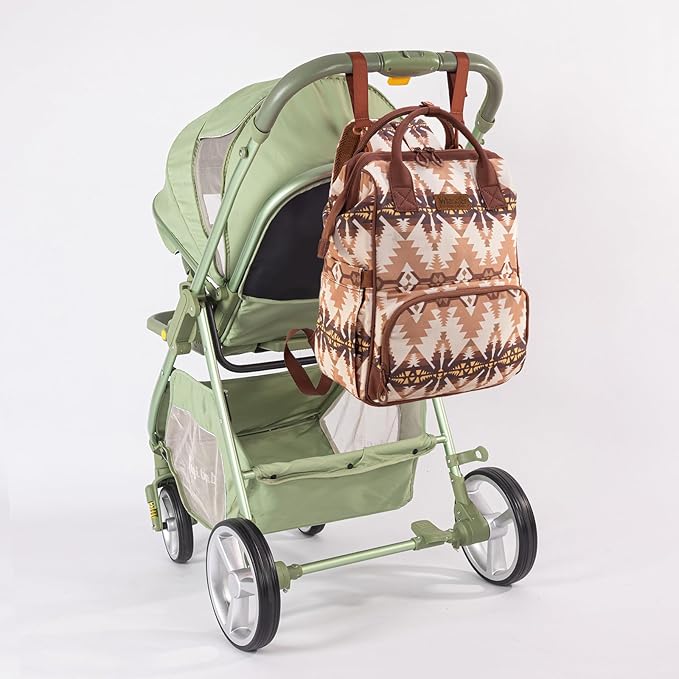 Montana West Wrangler Callie Diaper Bag Backpack with Stroller Straps Southwestern Multifunction Baby Travel Bag WG2210-9110TN