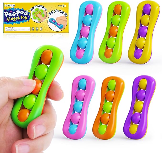 LESONG Fidget Sensory Toys for Kids: 6 Pack Colorful Finger Spinner Toys - Stress Relief ADHD Tools for Kids with Autism - Quiet Desk Fidgets for Anxiety Classroom - Gifts Christmas Stocking Stuffers