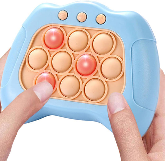 Pop Quick Push Game Console Light Up Sensory Fidget Toys Handheld Puzzle Popping Press Toy for Kids Adult Light Blue