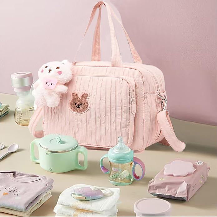 Baby Diaper Bag Tote, Cute Small Crossbody Nappy Mommy Bag, Lightweight Travel & Hospital Multifunction Storage Tote
