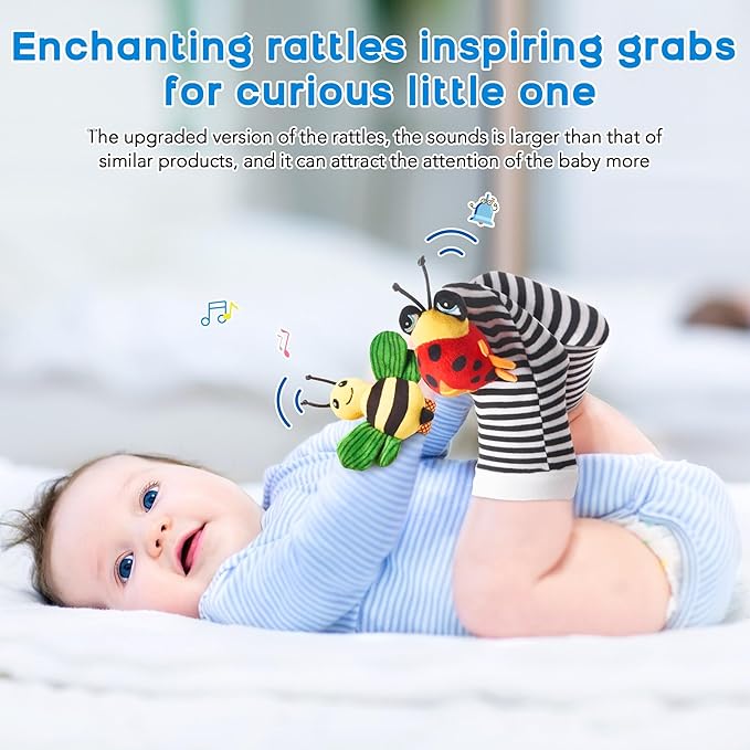 Baby Toys 0-6 Months: Baby Rattles 0-6 Months Baby Essentials for Boys Girl Infant Toys Wrist Rattles Socks Hand & Feet Newborn Essentials Must Haves Registry Search Shower Gifts for 0-3 0-12 Months