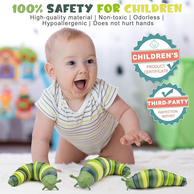 Cevioce Sensory Slug Fidget Toys,Fidget Slug Toys for Adults & Kids Party Favors,1 PC Cute Autism Sensory Toys for Autistic Children,Toddler Christmas Stocking Stuffers,Travel Toys for 1+ Year Old G