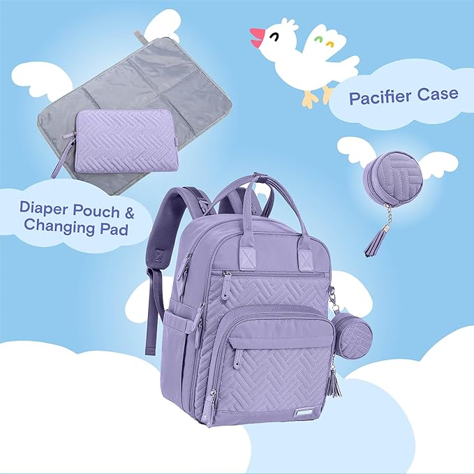 iniuniu Diaper Bag Backpack, 4 in 1 kit Large Unisex Baby Bags for Boys Girls, Waterproof Travel Back Pack with Diaper Pouch