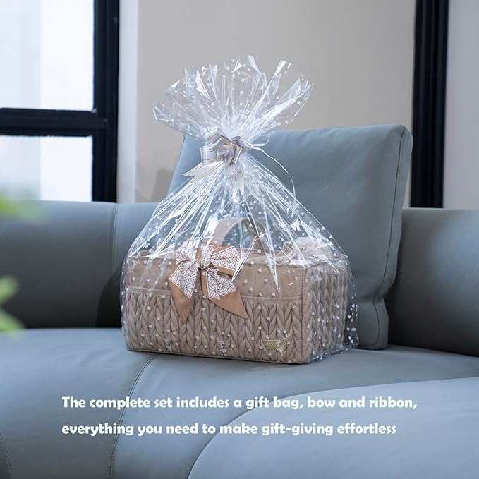 Luxurious Baby Diaper Caddy, Nursery Storage Basket for Newborn Essentials, Travel Baby Basket for Diapers Baby Wipes, Organizer Tote Bag Storage Bin, Baby Shower Gifts(Beige)