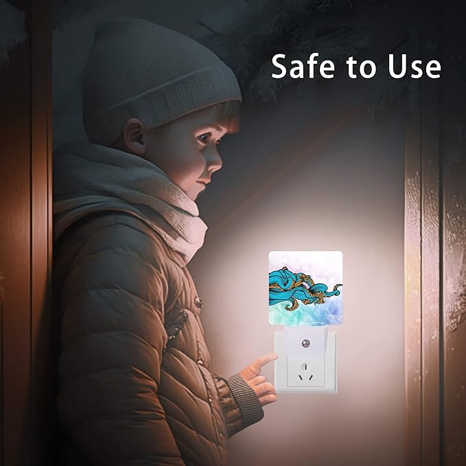Octopus Night Light,Ocean World Sea Octopus Animal Night Lights Plug into Wall Dusk to Dawn Sensor Lamp for Women Men,Led Lights for Stairway/Hallway/Bedroom