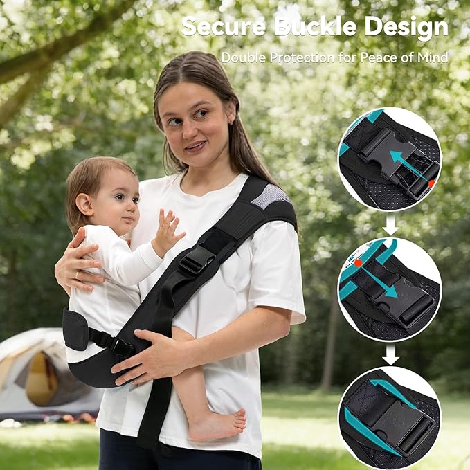 Baby Carrier Newborn to Toddler-Adjustable Baby Sling Carrier,Toddler Carrier for 25-60lbs,Comfortable Baby Sling for Hands-Free Carrying (Black)