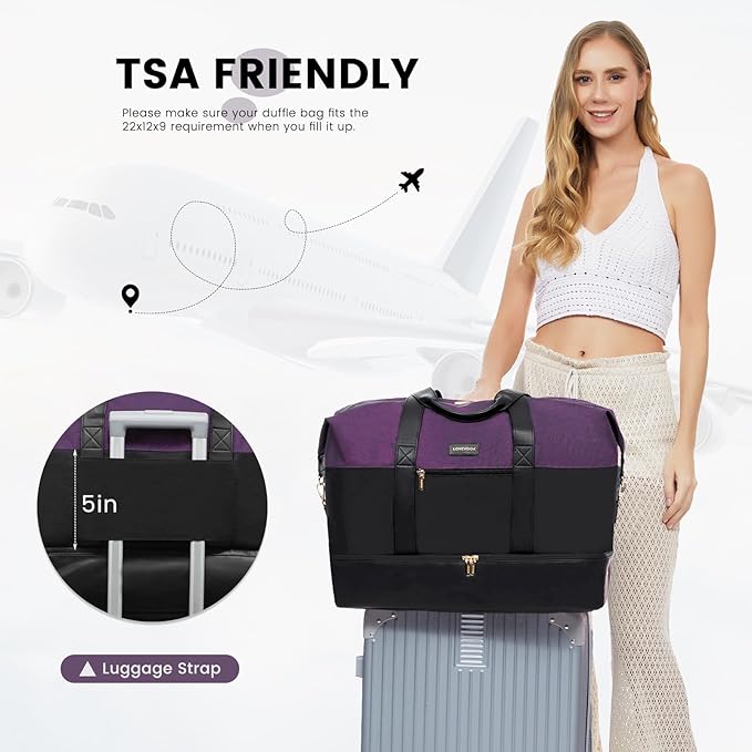 LOVEVOOK Weekender Bag, Large Travel Duffel Bag for Women with 2 Packing Cubes, Carry on Overnight Bag with Shoe Compartment, Mom Hospital Bags for Labor and Delivery