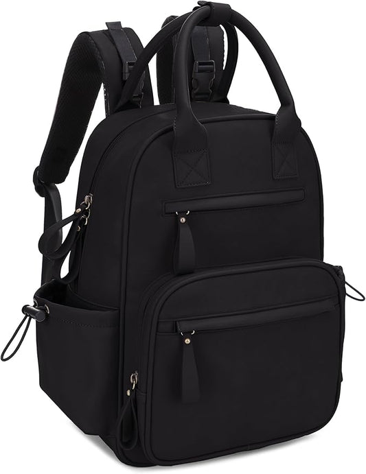 JESSIE & JAMES Saturday EDC Diaper Bag Backpack Multi Function Diaper Bag with Changing Pad & Stroller Straps_Black