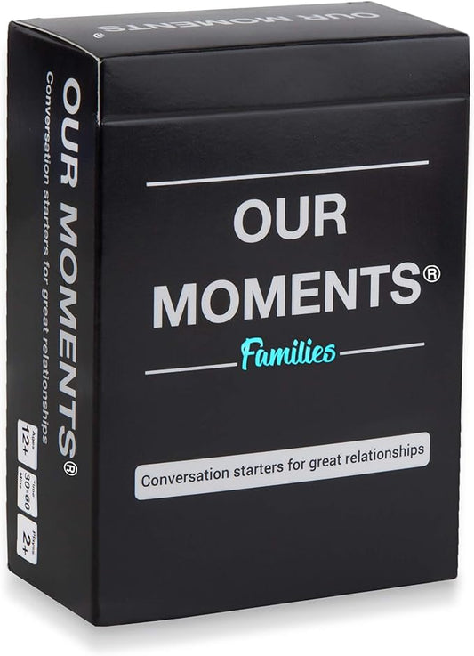OUR MOMENTS Families: 100 Conversation Starter Cards for Families and Kids - Relationship Building - Car Travel, Road Trip & Card Game for Healthy Loving Family - Questions for Family Activities