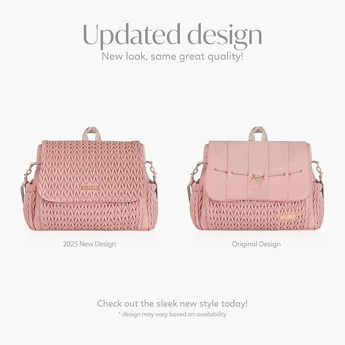 Hannah & Sophia Belle Convertible Baby Diaper Backpack & Bag in Pink Polyester with Classic Style