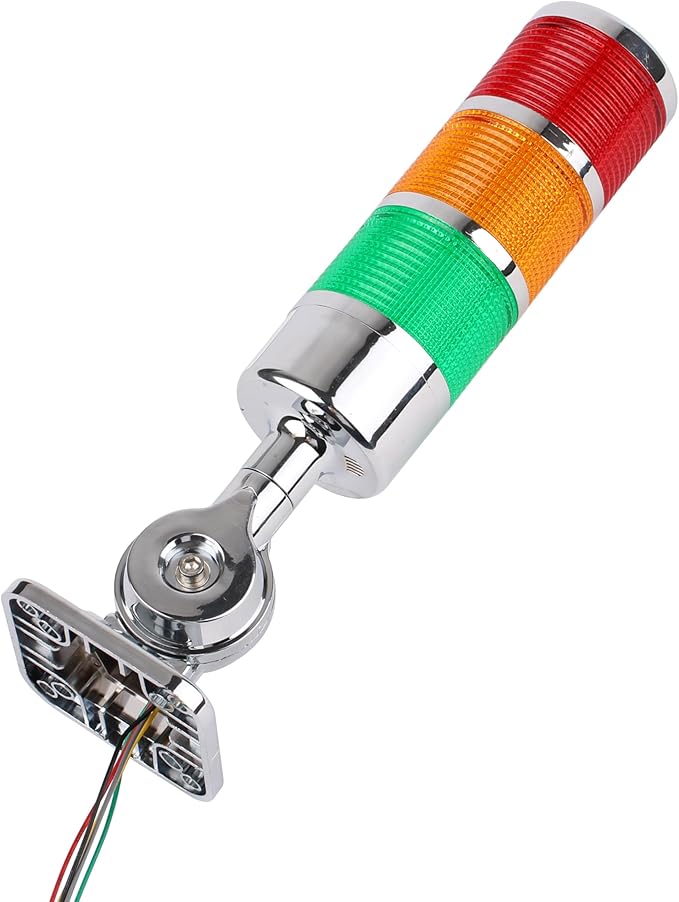 110V to 220V LED Stack Tower Lights, Industrial Warning Lights, Andon Lights, Column Signal Tower Indicator Lamp Beacon, Continuous/Flashing Light Switchable, 3 Layer (with Buzzer)
