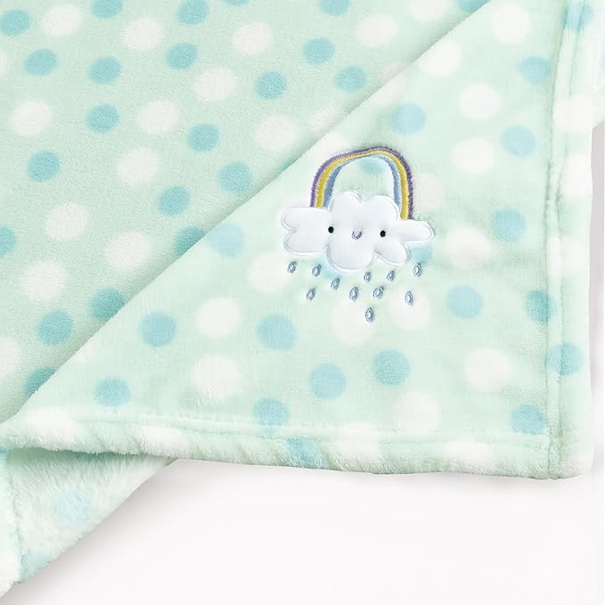 CREVENT 30"X40" Lightweight Fuzzy Fluffy Warm Plush Baby Blanket for Infant Toddler Newborn Unisex Crib Cot Stroller - Green Rainbow Unisex
