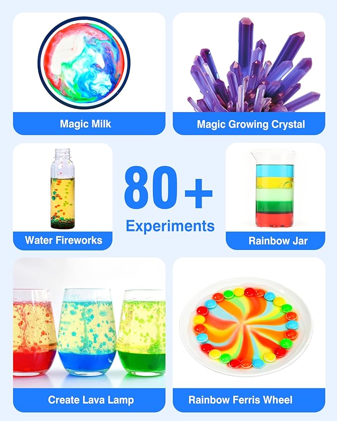 80+ Science Experiment Kit for Kids Ages 5-6-7-8, Birthday Gift Ideas for 4+ Year Old Kid, STEM Learning & Educational Toys, First Science Kit for Boys Girl