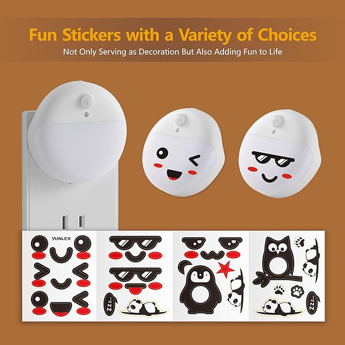 2 Pack Plug in Night Light with 3 Lighting Ways, Stepless Dimming, Light Sensor, Warm White Nightlight for Bathroom, Hallway, Stairs, Bedroom, Kitchen, Kids, Girls, Boys, Adults