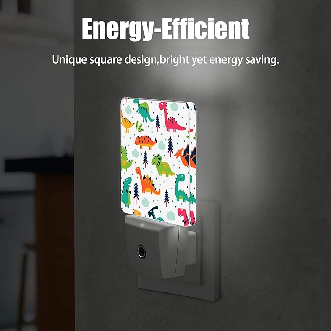 Colorful Dino Tree Night Light, Dusk to Dawn Smart Sensor Nightlight for Bedroom Bathroom Kitchen Hallway Stairs Hallway, Plug-in, Energy Efficient Decor Desk Lamp Gifts