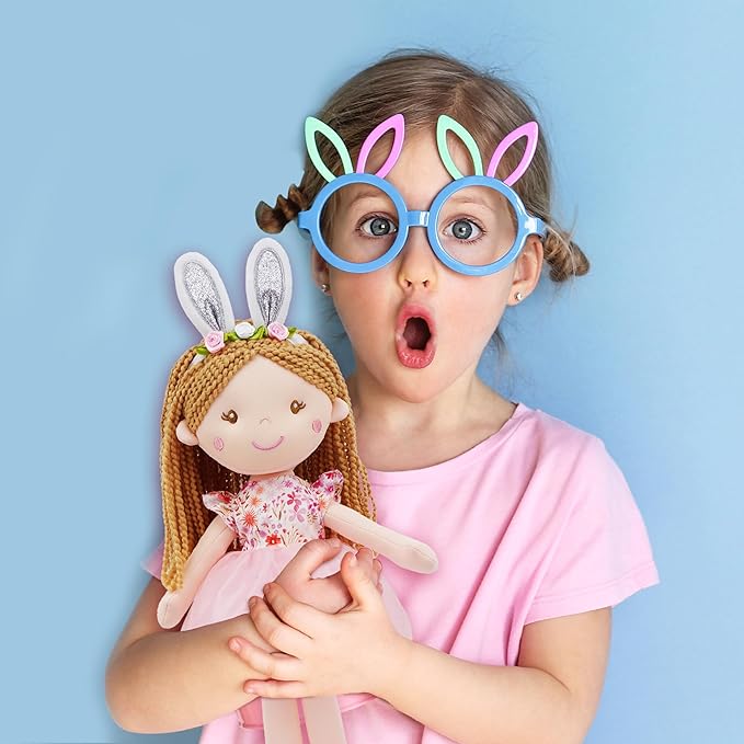 June Garden 16" Enchanted Garden Fairy Doll Brielle - Plush Stuffed Soft Bunny Doll Girl Easter Gift - Pink Dress